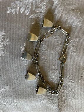 Silver Tone Charm Bracelet 5 Bells